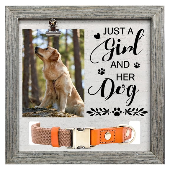 Pet Photo Frames for Tabletop Display Photo Frame Square with Word Gray Paw Print 230x230mm Pattern 6