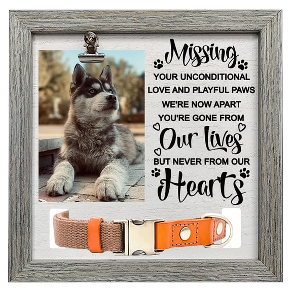 Pet Photo Frames for Tabletop Display Photo Frame Square with Word Gray Paw Print 230x230mm Pattern 7