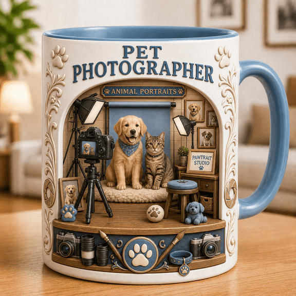 Pet Photographer Mug 3D Effect Animal Portraits Gift for Photo Studio Pros