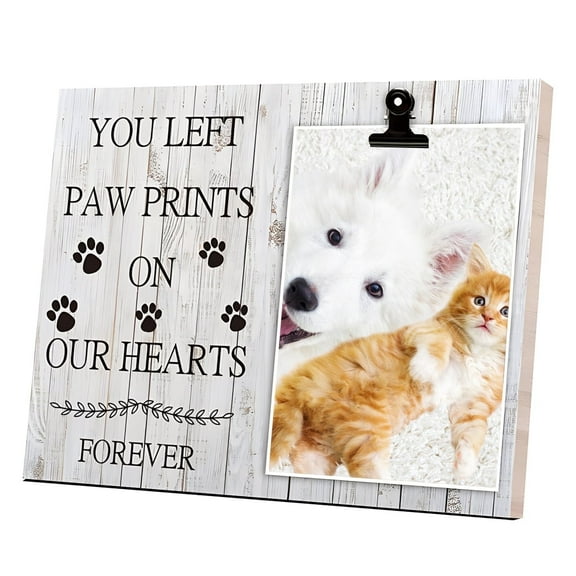 Pet Picture Frame Cat or Dog Frame Memorial Pet Loss Picture Frame 4" x 6" Gray