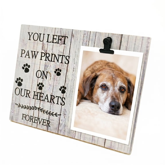 Pet Picture Frame Cat or Dog Frame Memorial Pet Loss Picture Frame 4" x 6" Gray