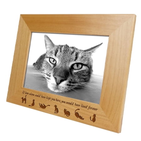 Pet Picture Frame Custom Wooden Table Top Home Decor Casual Style Memorial Gift Loss of Pet Remembrance Sympathy Ornament (Red Alder Wood, 4x6 Horizontal-If Love Alone (Cat)