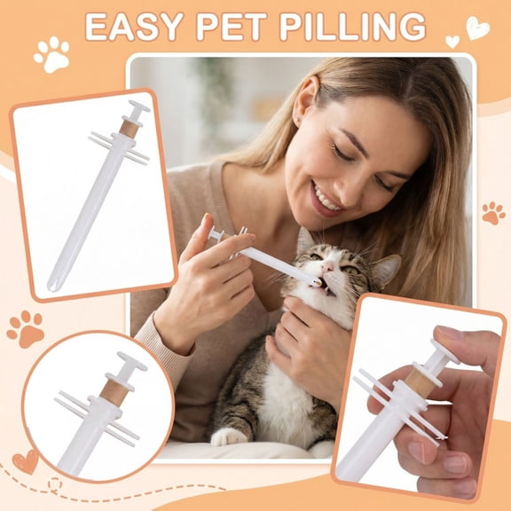 Pet Pill Shooter, Pill Shooter for Cats, 5.5 in Molded Plastic, Handheld Medication Placement, at-Home Feline Care Sessions, Matte White, 1 Pc