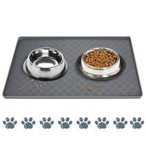 Pet Placemat for Dog and Cat, Silicone Waterproof Food Mat, Pet Mat for Prevent Food and Water Overflow, Nonslip Pet Placemat, Gray, 18"x12"