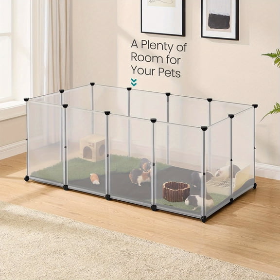 Pet Plastic Playpen, Rabbit Panels Small Animals Portable Yard Fence Rabbits DIY Outdoor Indoor Fences, Kitten Breeding Crate for Hamster Bunny Puppy Hedgehogs Guinea Pig 12pcs