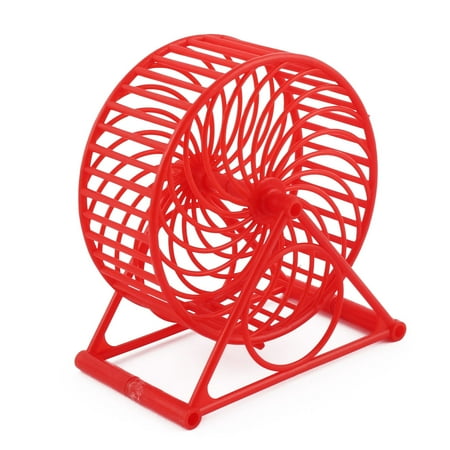Pet Plastic Round Shaped Hollow Out Hamster Exercise Running Wheel Roller Red