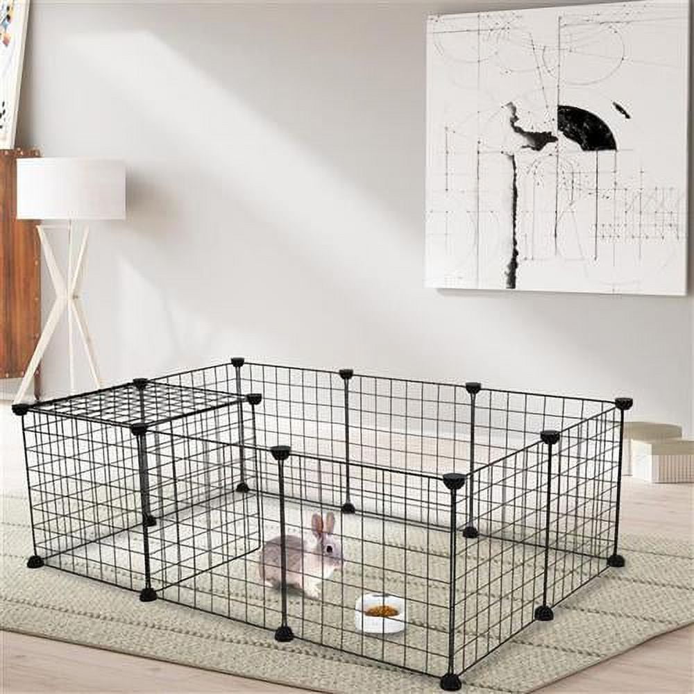 Pet Playpen(12 Pcs), Small Animals Cage DIY Wire Fence for Indoor/Outdoor Use,Portable Yard Fence for Small Animal,Puppies,Kitties,Bunny,Turtle 28" x 56" x 14"