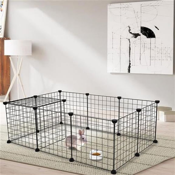 Pet Playpen(12 Pcs), Small Animals Cage DIY Wire Fence for Indoor/Outdoor Use,Portable Yard Fence for Small Animal,Puppies,Kitties,Bunny,Turtle 28" x 56" x 14"