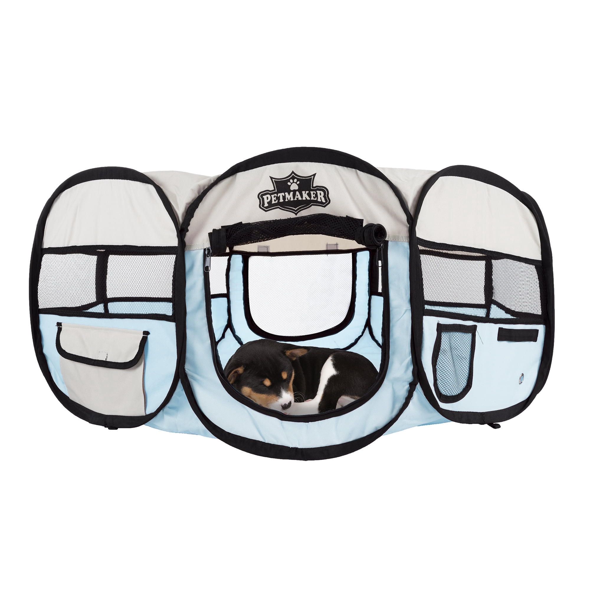 Petmaker Portable Dog Playpen, Blue, 33"L x 33"W x 15.50"H