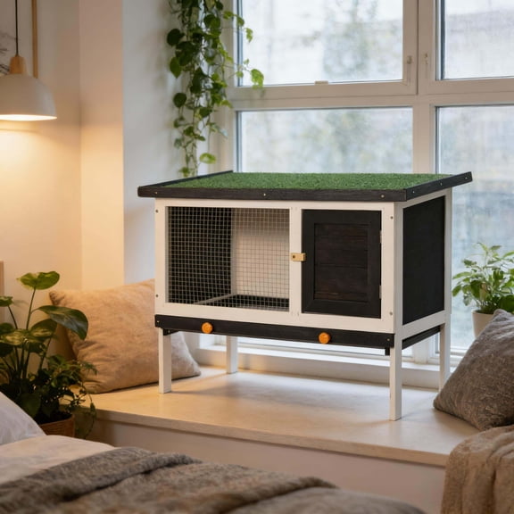 Pet Playpen Bunny Cage,Spacious Pet House,Wood Rabbit Hutch,Dog Crate