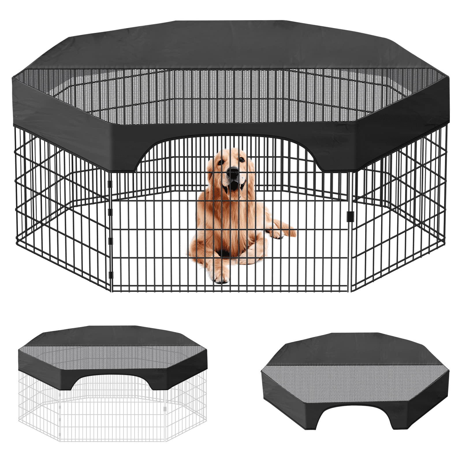 ZENSTYLE 36 Inch 8 Panels Indoor Outdoor Dog Playpen Large Crate Fence Pet  Play Pen Exercise Cage