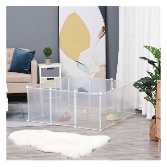 Pet Playpen DIY, Rabbit Guinea Pig Enclosure, Small Animal Fence - 41.25" White Metal Panels, Customizable, Secure with Non-Slip Mats & Cable Ties