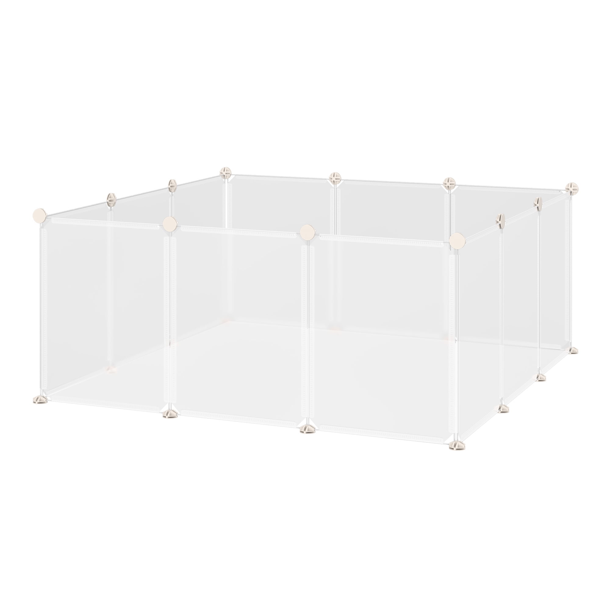 Pet Playpen, DIY Small Animal Cage Open Enclosure Portable Plastic Fence 12 Panels for Bunny Chinchilla Guinea Pig White, 18" x 14"