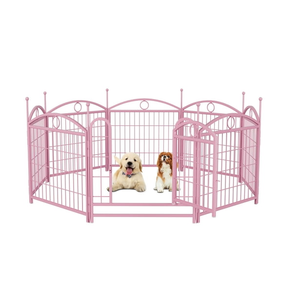 Pet Playpen Dog Playpen Indoor 24 inch 8 Panels Metal Dog Pen Pet Dog Fence Outdoor Exercise Pen with Doors, Heavy Duty Dog Fence Puppy Pen for Large Medium Small Dogs Indoor Outdoor Foldable Pet Exe