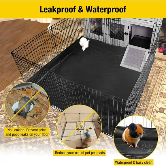 Pet Playpen Extension - 48x48x24 Inch Metal Exercise Pen with Waterproof Liner for Small Animals