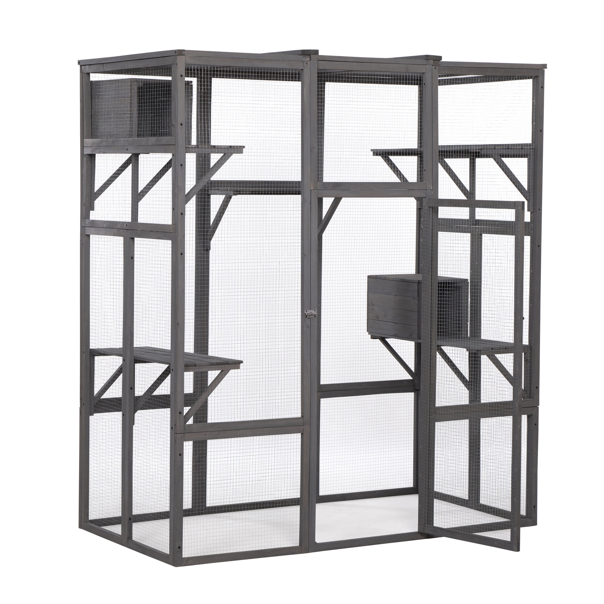 Pet Playpen, Extra Large Cat Cage - Gray, Gray Guinea Pig Cage,Wood Dog Crate, Pet Supplies Pens & Hutches Extra Large Cat Cage - Gray