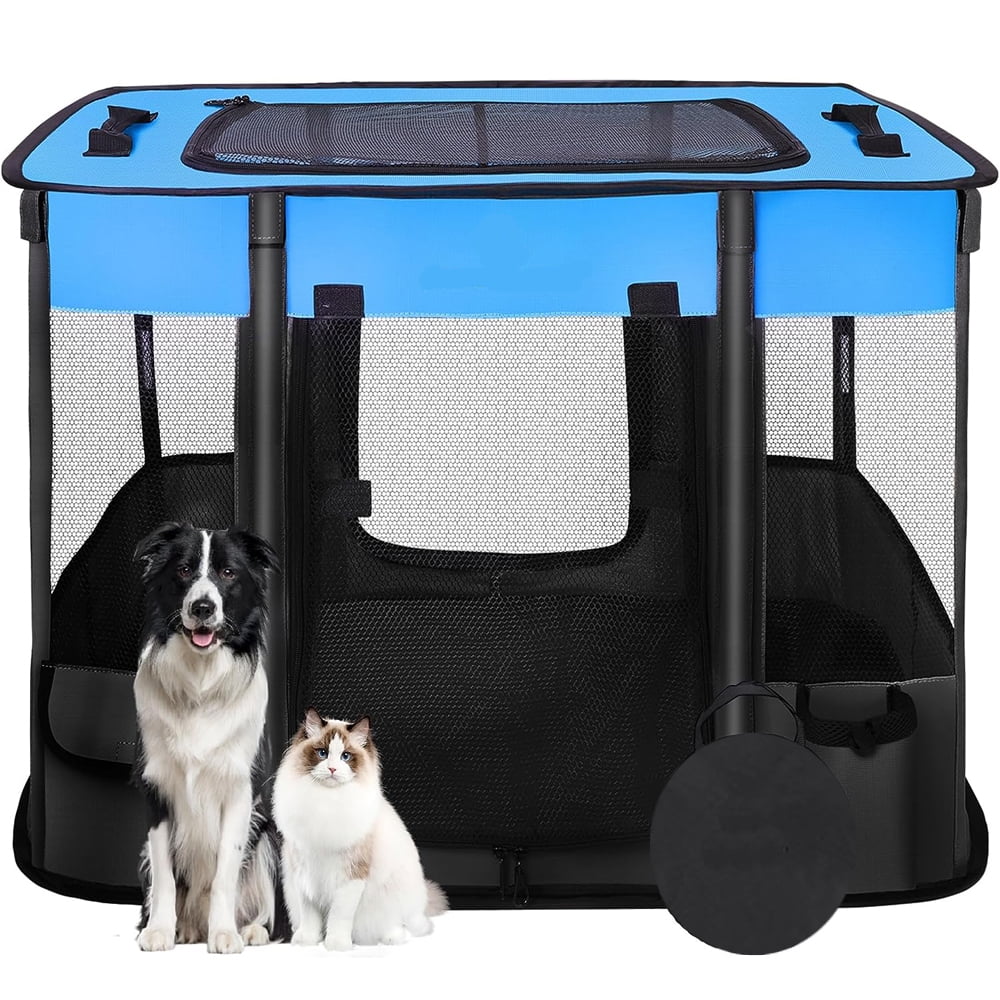 Pet Playpen, Foldable Dog Cat Playpens, Portable Exercise Kennel Tent, WaterResistant Removable
