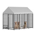 thumbnail image 1 of Pet Playpen Large Dog Kennel Outdoor Pet Pens Dogs Run Enclosure Animal Hutch Metal Coop Fence with Roof Cover. 7.94'L x 4.13'W x 5.95'H.,Dog Crate, 1 of 10