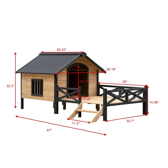 Pet Playpen Outdoor Large Wooden Cabin House Style Wooden Dog Kennel with Porch,Dog Crate