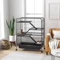 thumbnail image 1 of Pet Playpen PawHut 53.5" Small Animal Cage, 5-Level Metal Ferret or Bunny Cage with Wheels, Chinchilla Cage with Removable Tray, 2 Front Doors, Ramps, Gray,Guinea Pig Cage, 1 of 7