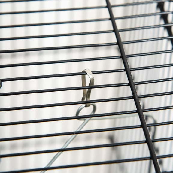 Pet Playpen Pawhut 45-inch Metal Indoor Bird Cage, Parrot Cage, Bird Aviary with Detachable Rolling Stand, Storage Basket, and Accessories - Black,Guinea Pig Cage