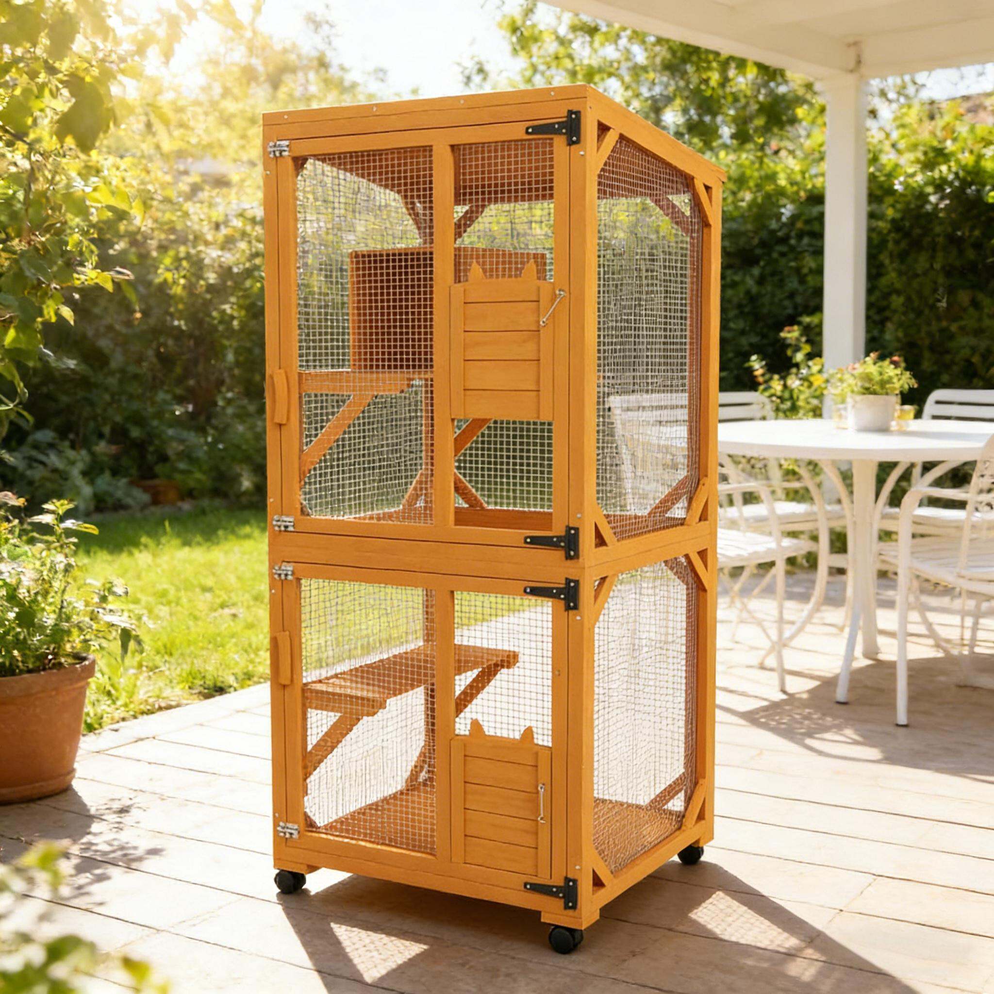 Pet Playpen, Pet House,Outdoor Large Cat House, Green,Orange Dog Crate,Steel,Wood Guinea Pig Cage, Pet Supplies Pens & Hutches