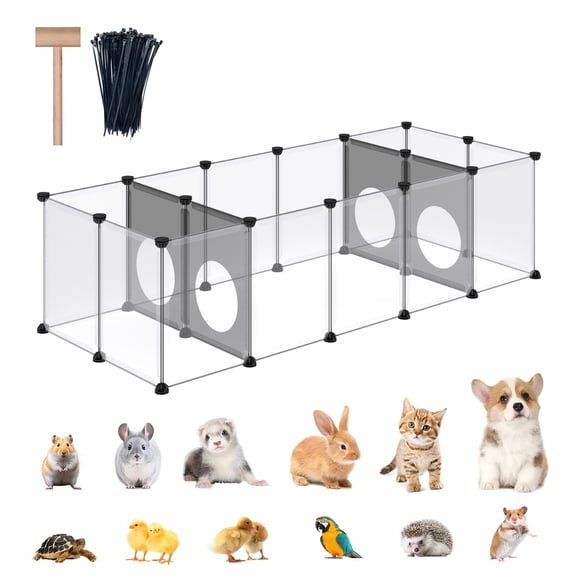 Pet Playpen Plastic-18 Panels Small Animal Exercise Fence