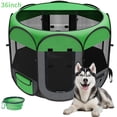 thumbnail image 1 of Pop-Up Pet Playpen, Folding Soft Portable Waterproof Outdoor Pen for Dogs Cats Chickens, 36" Durable Travel Crate with Bowl for Recovery Use, 1 of 8