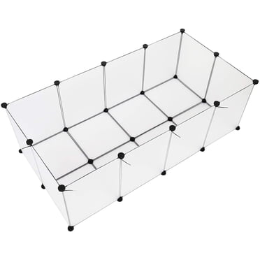 Tespo DIY Pet Playpen – 12 Transparent Panels, Expandable Kennel For Small Animals, 60x60x28 Inches