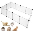 thumbnail image 1 of Pet Playpen Portable Small Animals Play Pen Rabbit Cage for Outdoor Indoor DIY Wire Fence for Hamster, Guinea Pig (14" * 14"/12Pieces, Translucent), 1 of 7