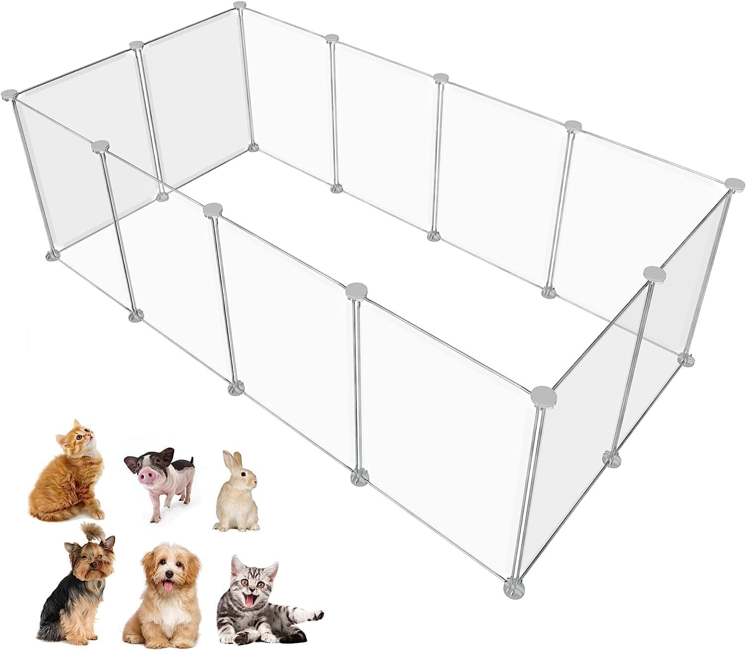 Pet Playpen, Puppy Playpen Transparent Small Animals Playpen, Pet Fence Yard Fence for Puppy, Bunny, Guinea Pigs, Ferrets, Mice, Hamsters, Hedgehogs