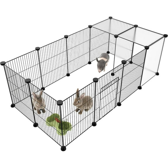 Pet Playpen,Small Animals Cage DIY Wire Portable Yard Fence with Door for Indoor/Outdoor Use,Puppies,Kitties,Bunny,Turtle 48" x 24" x 16"