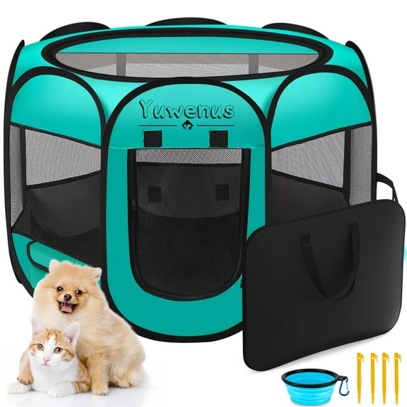 Pet Playpen, YUWENUS 48x24-Inch Portable Dog Playpen, Foldable Exercise Play Tent Kennel Crate for Puppy Dog Cat Bunny, Great for Indoor Outdoor Travel Camping Use, Come with Carrying Case