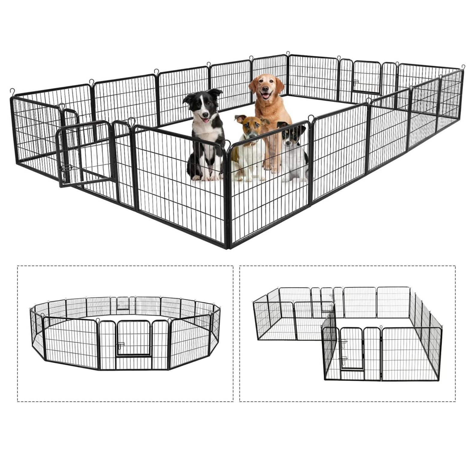 Pet Playpens for Dogs, Foldable Metal Indoor Outdoor Pet Fence Barrier