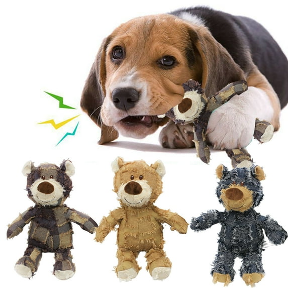 Pet Plush Bear Toy Gentle Long Lifespan Fun Multifunctional Bite-resistant Chew Toy for Dogs Accessories