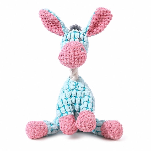 Pet Plush Donkey Squeaky Dog Toy Interactive Chew Toy for Small Medium Dogs