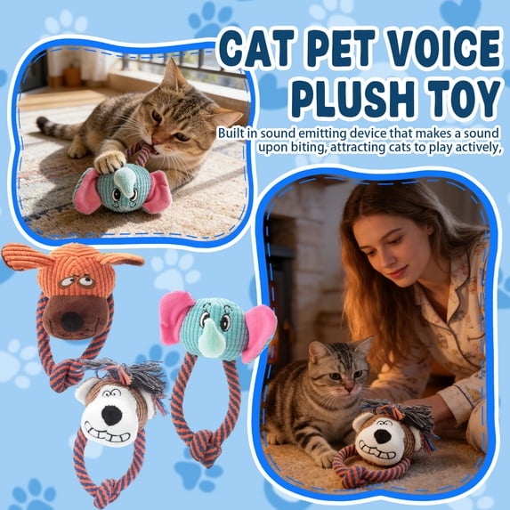 Pet Plush Sound Rope Toy, Interactive Dog Tug Training Supply, Cartoon ...