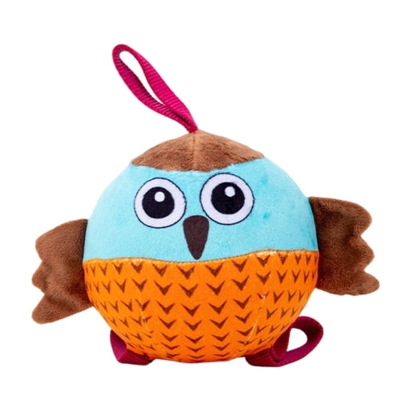 Pet Plush Squeaky Bouncy Ball, Owl Shaped Interactive Inflatable Dog Chew Toy with 1 Pet Toy and 1 Inflator, for Small Medium Large Dogs Cats Relieve Boredom Indoor Outdoor Fetch Play