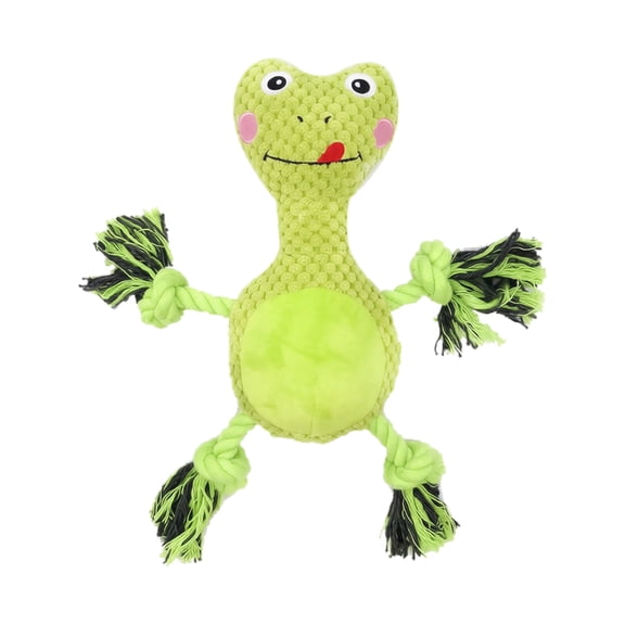 Pet Plush Squeaky Rope Toy, Frog Shaped Crinkle Sounding Chew Toy, Soft Cotton Bite Resistant Cleaning Decompression Plaything for Large Small Dog