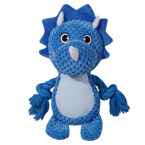 Pet Plush Squeaky Toy, Dinosaur Dog Toy with Cotton Rope for Teeth Grinding and Chewing, Interactive Chew Toy for Small To Medium Dogs