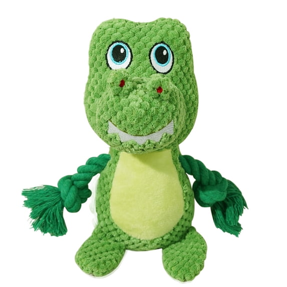 Pet Plush Squeaky Toy, Dinosaur Dog Toy with Cotton Rope for Teeth Grinding and Play, Interactive Chew Toy for Small To Medium Dogs