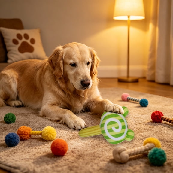 Pet Plush Squeaky Toy Lollipop Shape Dog Cat Toy Built In Squeaker Crinkle Sound Soft Chew Anxiety Relief Toy, for small pets indoor interactive play