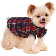 Pet Polo Shirts for Dogs and Cats - Plaid Cotton Breathable Shirt, Soft & Lightweight Dog Clothes, Cat Apparel,Comfortable Puppy Shirts(Red&Blue,Small)