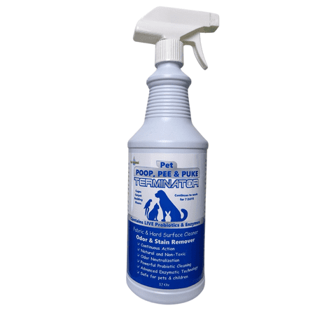 Pet Poop, Pee and Puke Terminator Probiotic and Enzyme Spray Cleaner 32 oz All Natural made by EarthSential