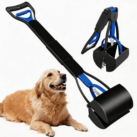 ABSOKE Pooper Scooper,Folding Dog Poop Scooper for Large Small Dogs,Portable Dog Poop Pick up Tool for Yard(Blue)
