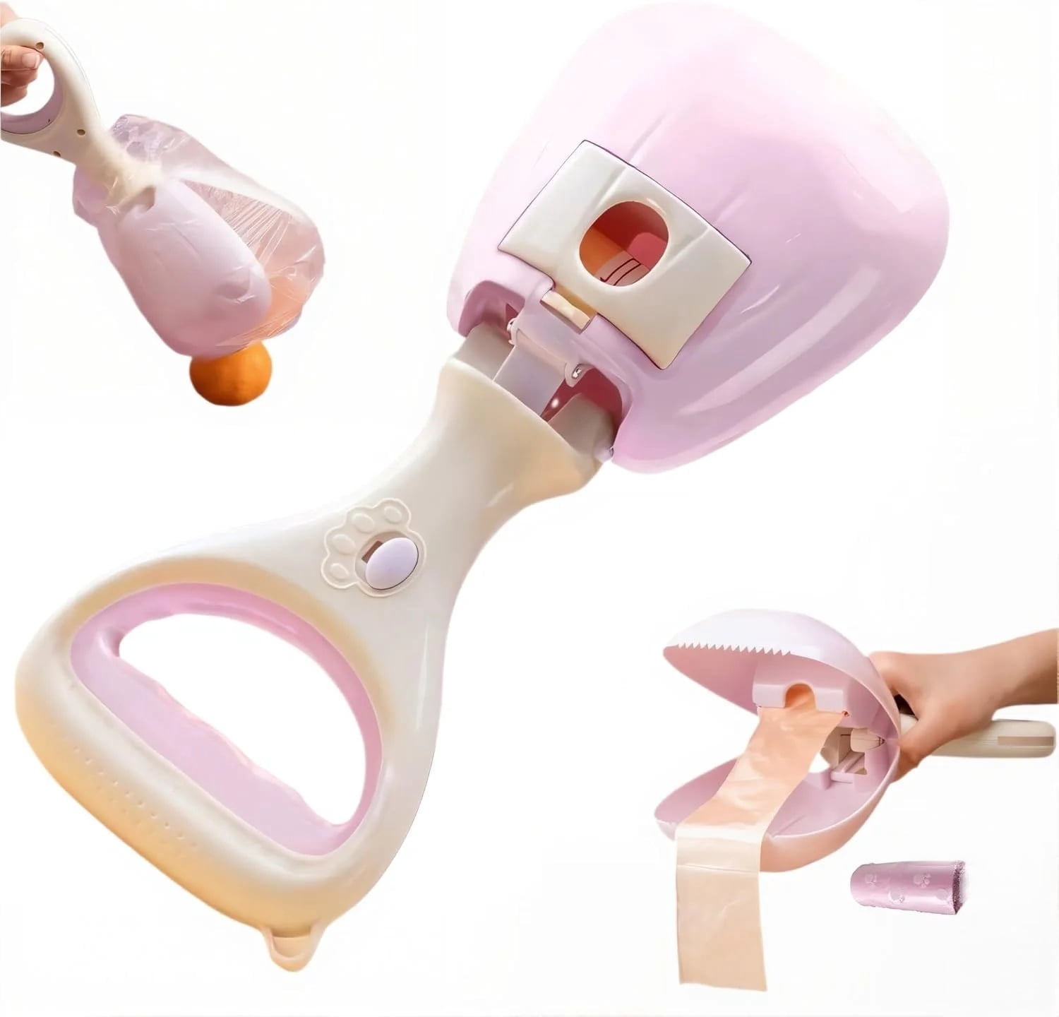Pet Pooper Scooper with Bag Attachment, Portable, Removes Waste Without Touching, Comes with Waste Bag and Dispenser for Small and Large Dogs, for Yard, Grass, Grit and Dirt Cleanup