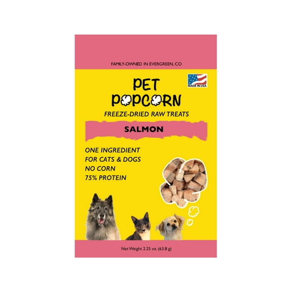 Pet Popcorn Salmon Freeze-Dried, 1 Ingredient Treats for Dogs and Cats