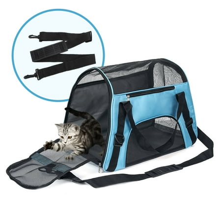 Pet Portable Mesh Breathable Carrier Bags for Small Medium Dogs Cats Handbag Travel Transport Bag Blue
