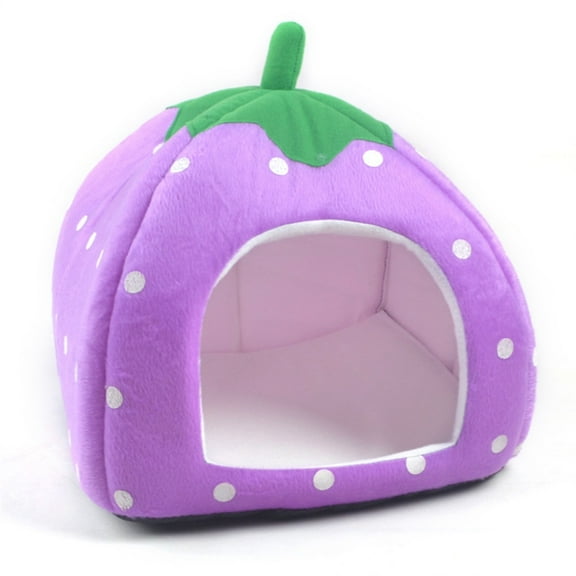 Pet Portable Strawberry Fleece House Bed Warm Cave for Dog,Cat,Rabbit,Guinea Pig,Ferret or Other Small Animal