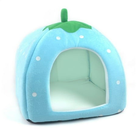 Pet Portable Strawberry Fleece House Bed Warm Cave for Dog,Cat,Rabbit,Guinea Pig,Ferret or Other Small Animal